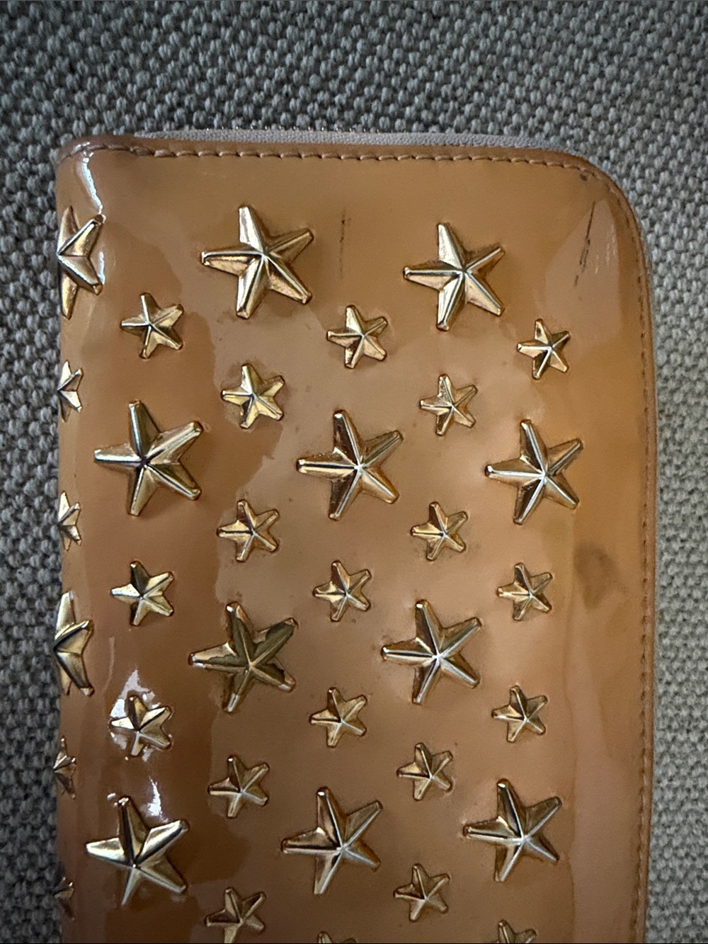 Jimmy Choo Studded Star Zip Wallet - Orange Patent Leather - Picture 4 of 16